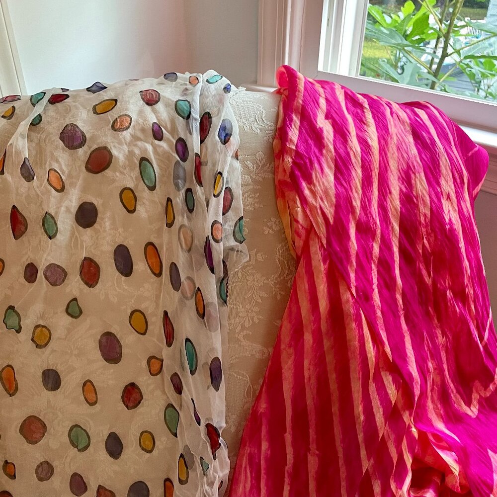 Two Colorful Scarves + Gold Clasp